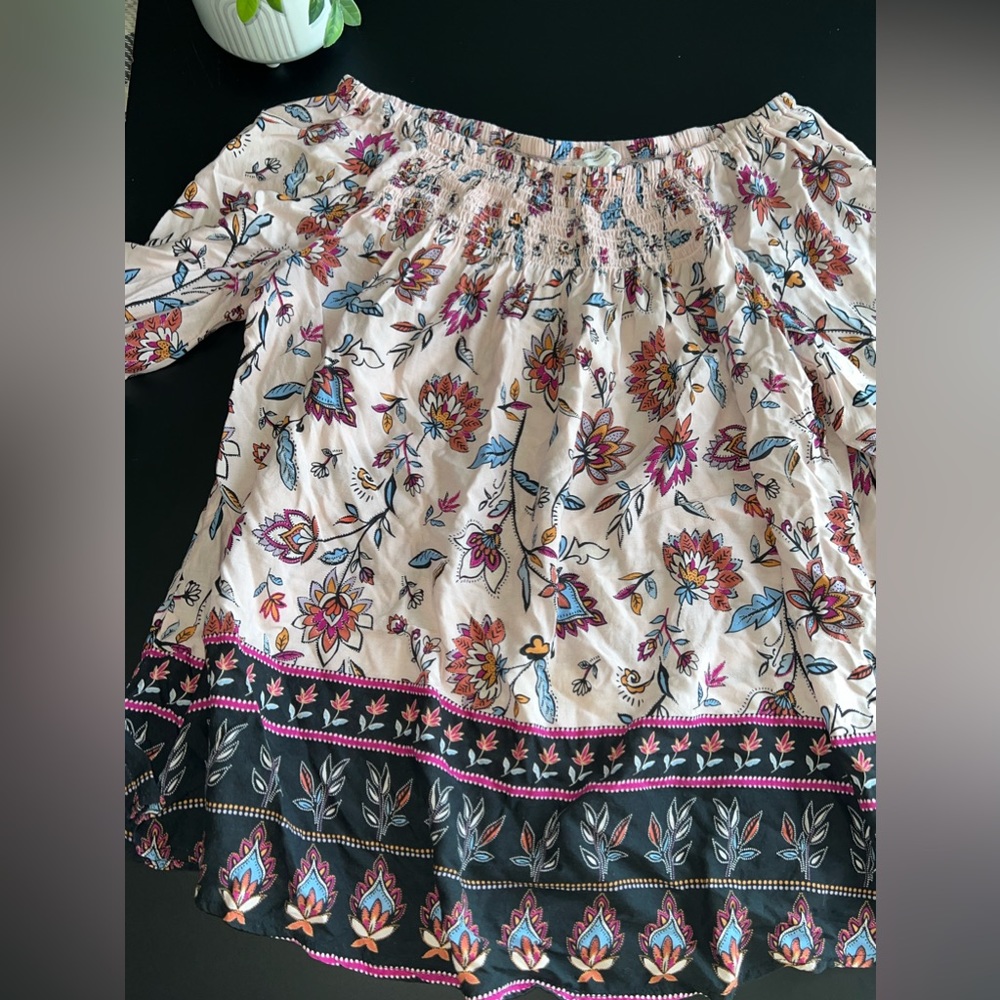 EUC Beach Lunch Lounge Off shoulder Paisley Floral Blouse Size Large